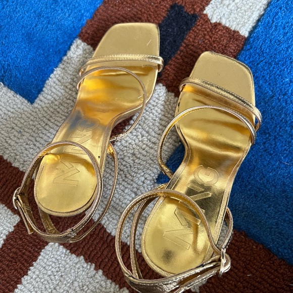 Mango Elegant Gold Strappy Heels - Picture 2 of 5